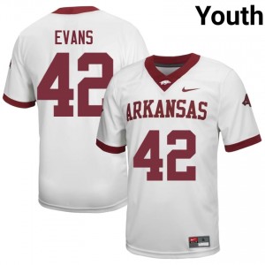 Jeremy Evans #42 UA Razorbacks Jersey | Elite Thread White University Football Youth Stitched 56510530