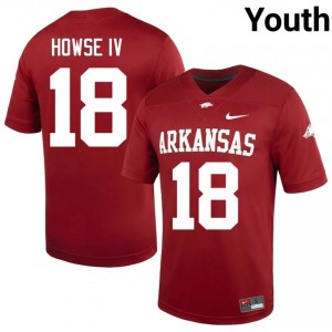 UARK Hogs John Howse IV #18 Cardinal Jersey | Exclusive Swen College Football Youth Apparel 36535129