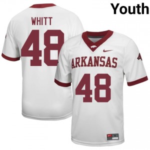 #48 Joseph Whitt Arkansas Razorbacks White Jersey | Iconic Stitched Youth College Football Gear 84431233