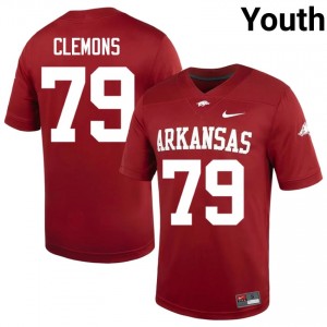 Razorbacks Josiah Clemons #79 Cardinal Jersey | Durable Swen University Football Youth Apparel 54436551