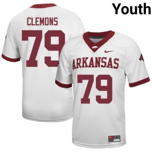 Josiah Clemons #79 Arkansas Razorbacks Jersey | Moisture Wicking White High School Football Youth Stitched 12430007