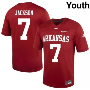 UARK Hogs KJ Jackson #7 Cardinal Jersey | Durable Swen University Football Youth Apparel 98549874
