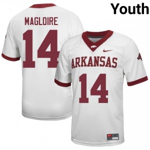#14 Kyeaure Magloire Arkansas White Jersey | Authentic Stitched Youth Player Football Gear 72055189