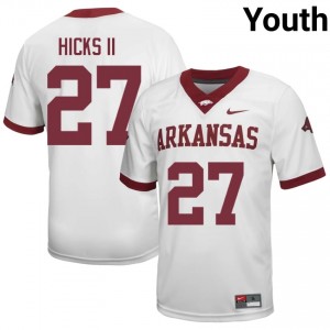 #27 LaMarcus Hicks II Arkansas White Jersey | Licensed Stitched Youth High School Football Gear 75897621
