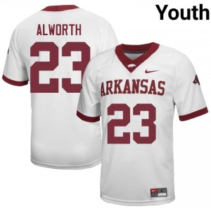 #23 Lance Alworth Arkansas Razorbacks White Jersey | Iconic Stitched Youth College Football Gear 38896082