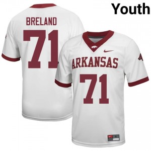 Malachi Breland #71 Arkansas Razorbacks Jersey | Elite Thread White University Football Youth Stitched 46790591