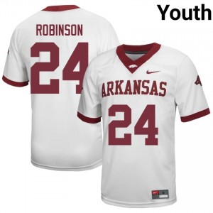 Mario Robinson #24 Arkansas Razorbacks Jersey | Moisture Wicking White High School Football Youth Stitched 80859872