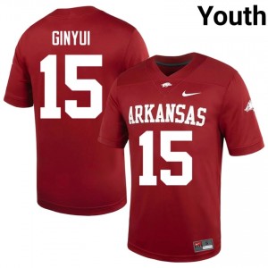 Cardinal Nsongbeh Ginyui #15 Razorbacks Jersey | Youth College Football Pro-Grade Swen 62431460