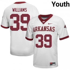 #39 Sean Williams Arkansas White Jersey | Officially Licensed Stitched Youth University Football Gear 21241180