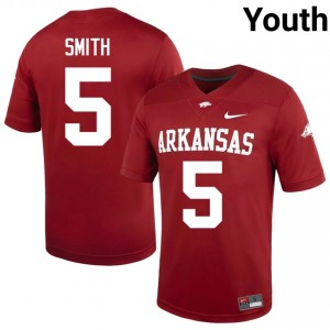 UARK Hogs Sutton Smith #5 Cardinal Jersey | Durable Swen University Football Youth Apparel 44908337