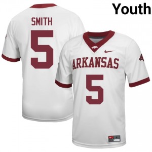 Sutton Smith #5 UA Razorbacks Jersey | Moisture Wicking White High School Football Youth Stitched 11533662
