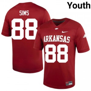 Razorbacks Xadavien Sims #88 Cardinal Jersey | Fresh Swen High School Football Youth Apparel 88120153