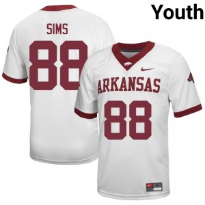Xadavien Sims #88 Arkansas Razorbacks Jersey | Alumni White Player Football Youth Stitched 30107062